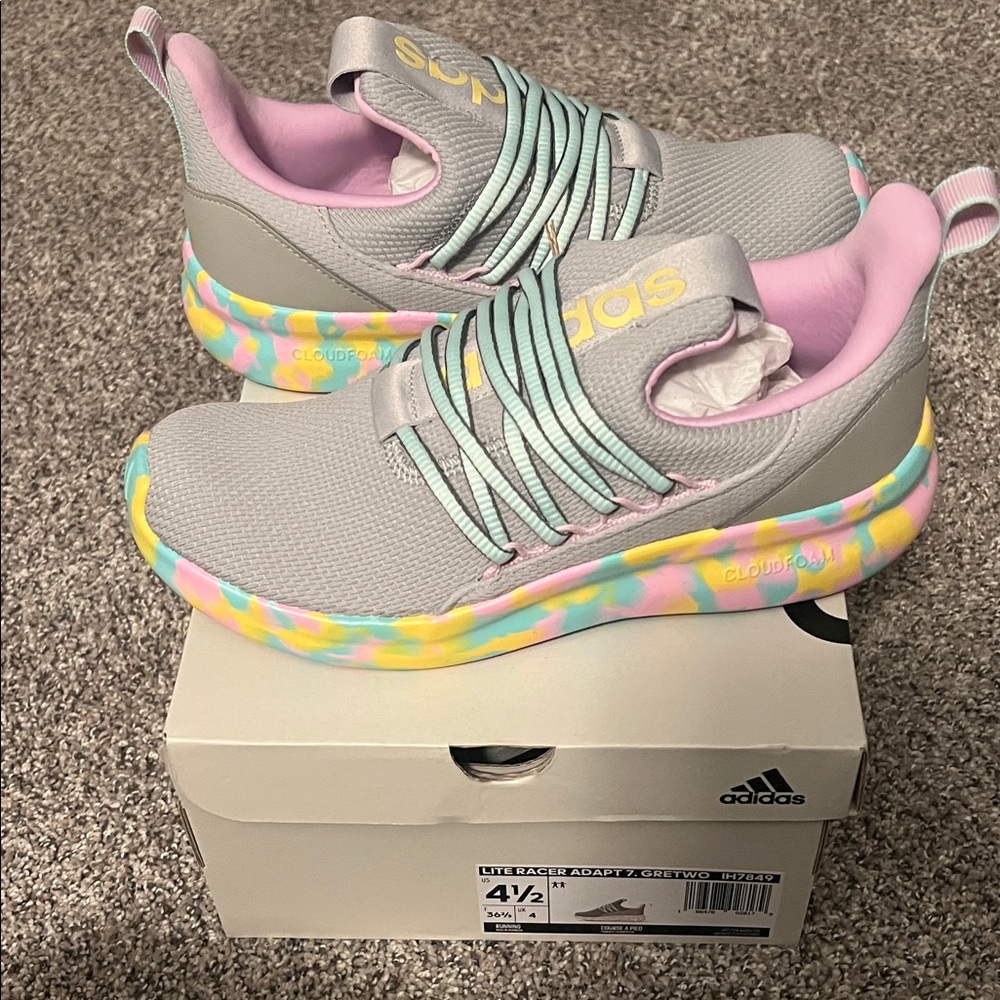 Adidas Kids' Gray and Pastel Sneakers